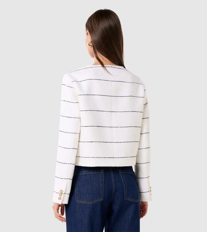 forever new  LILA Striped Long Sleeves Boucle Jacket for Women | Best Price UAE